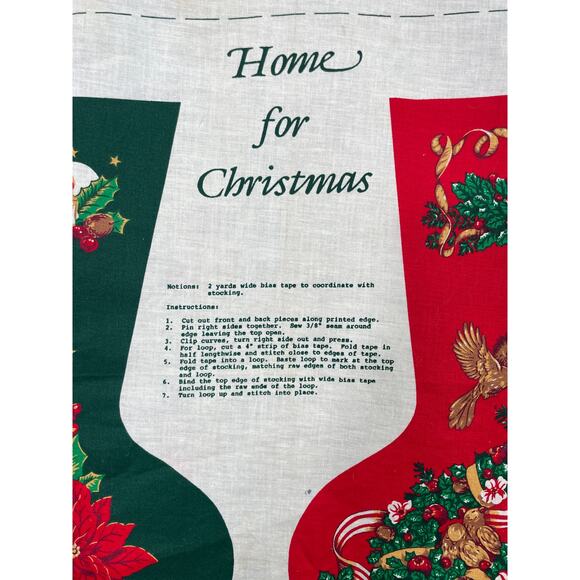 Home For Christmas Stocking Panel, Create Four Stockings, Country Fabric - Picture 2 of 6